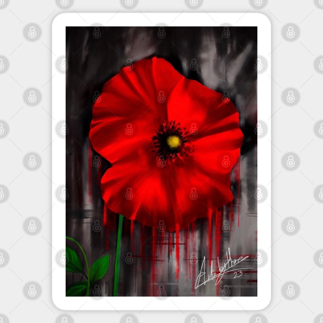 Red Poppy Sticker by Artbythree